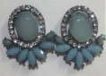 Brinco em resina azul com strass transparente